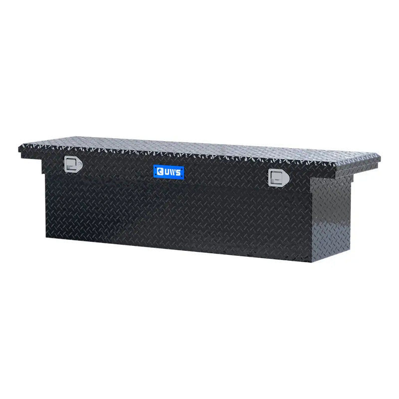 UWS EC10802 69" truck tool box in gloss black powder coat, rear elevation