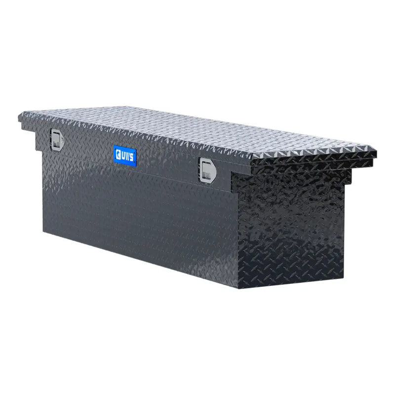 UWS EC10802 69" truck tool box in gloss black powder coat, top view showing the lid