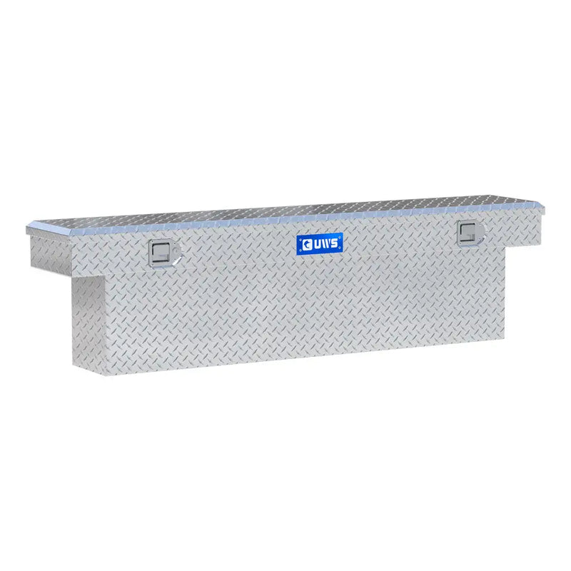 UWS EC10811 69" truck tool box in bright aluminum, front three-quarter studio view