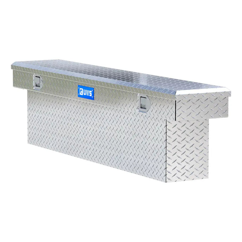 UWS EC10811 69" truck tool box in bright aluminum, top view showing the lid