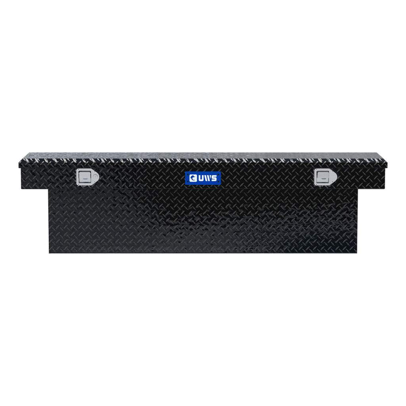 UWS EC10822 69" truck tool box in gloss black powder coat, straight-on front elevation