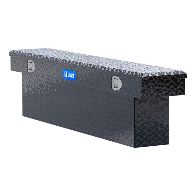 UWS EC10822 69" truck tool box in gloss black powder coat, top view showing the lid