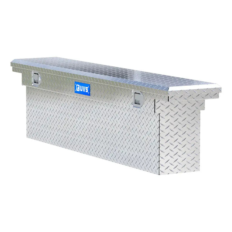 UWS EC10831 69" truck tool box in bright aluminum, top view showing the lid
