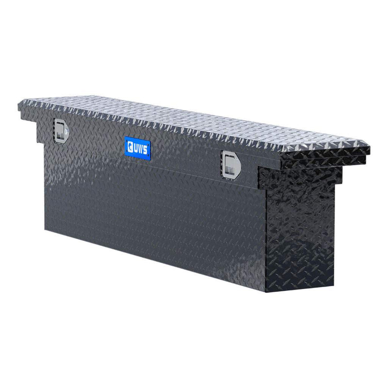 UWS EC10842 69" truck tool box in gloss black powder coat, top view showing the lid