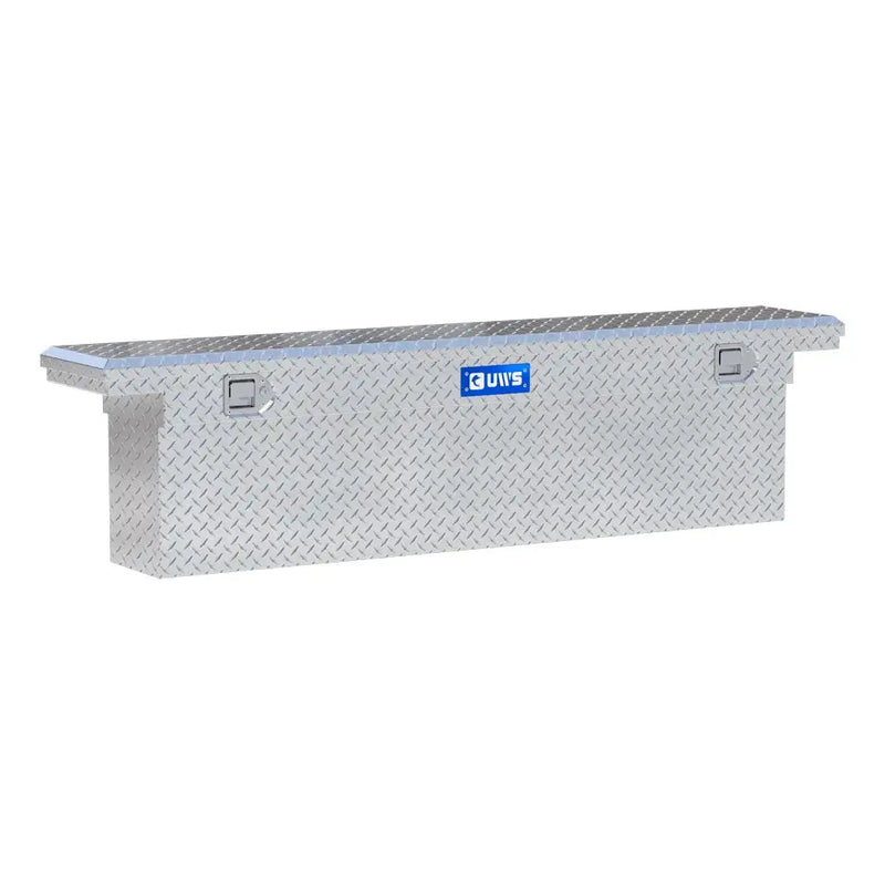 UWS EC10871 72" truck tool box in bright aluminum, front three-quarter studio view