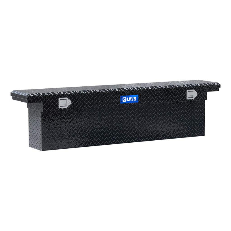 UWS EC10882 72" truck tool box in gloss black powder coat, front three-quarter studio view