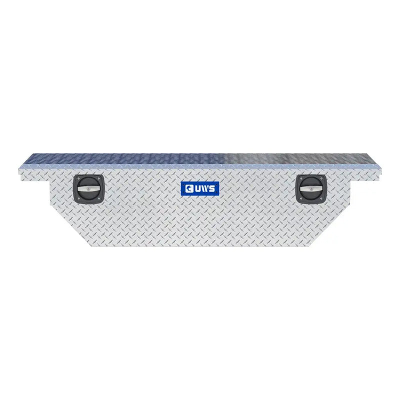 UWS EC11021 63" truck tool box in bright aluminum, straight-on front elevation