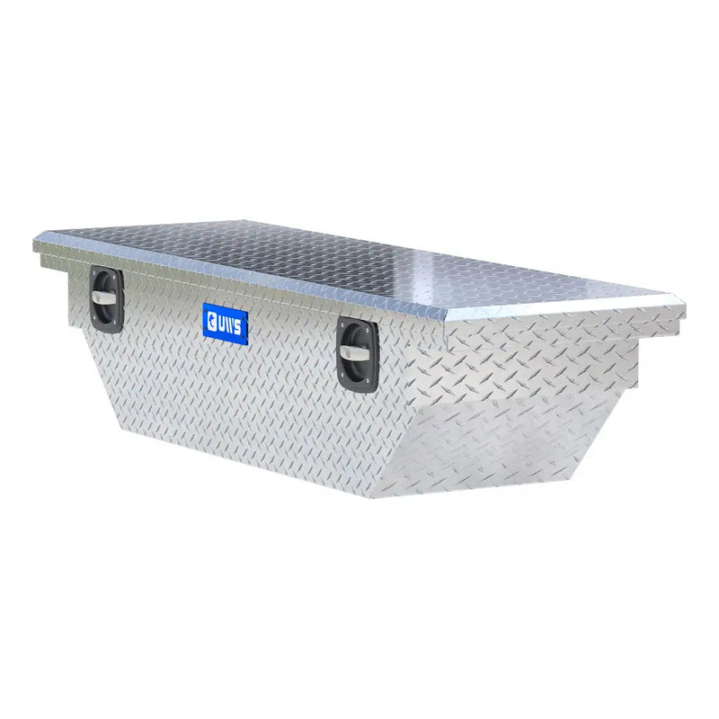 UWS EC11021 63" truck tool box in bright aluminum, top view showing the lid