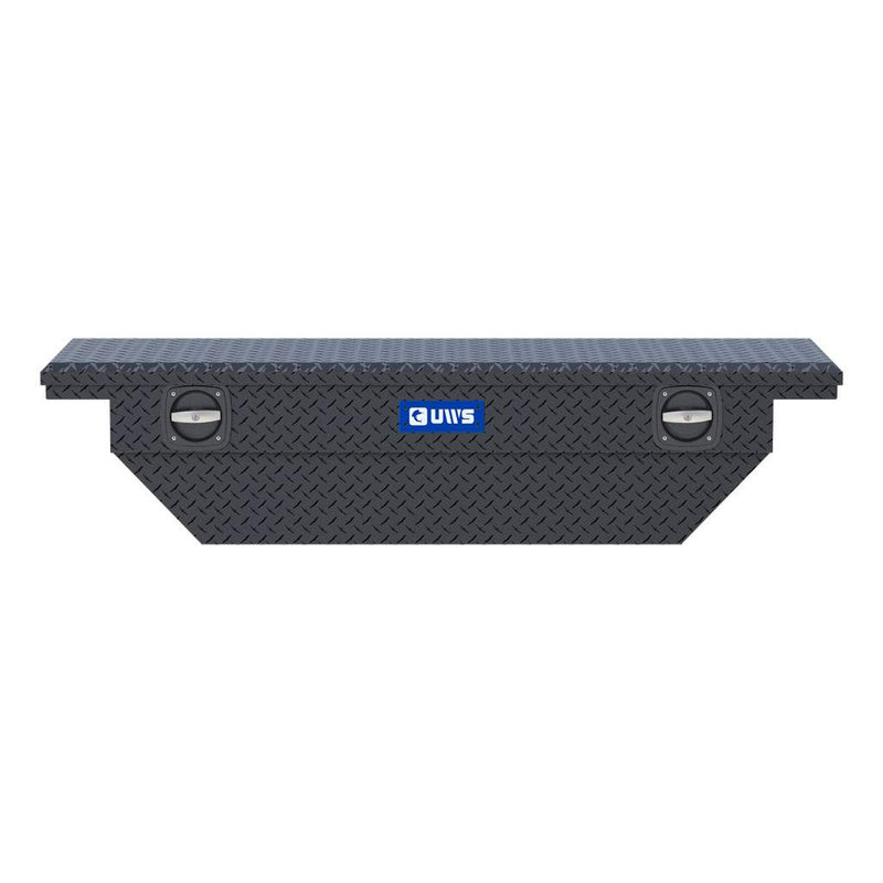 UWS EC11023 63" truck tool box in matte black powder coat, straight-on front elevation