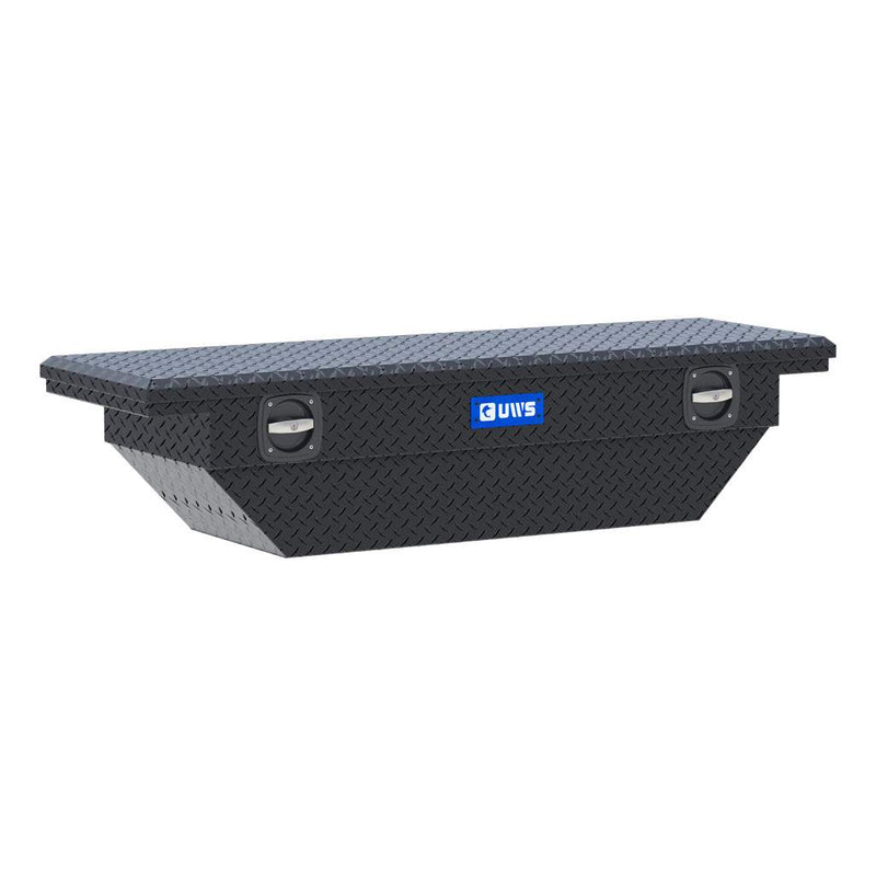 UWS EC11023 63" truck tool box in matte black powder coat, front three-quarter studio view