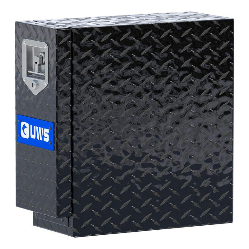 UWS EC20032 18" truck tool box in gloss black powder coat, top view showing the lid