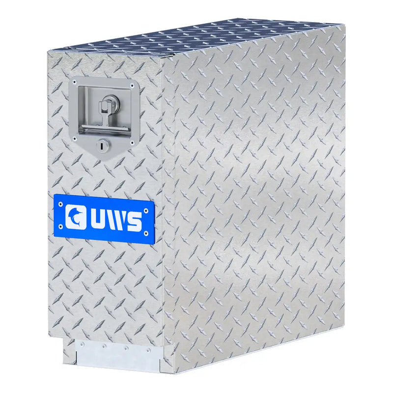 UWS EC20041 22" truck tool box in bright aluminum, rear elevation