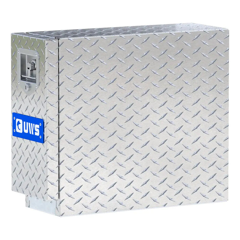 UWS EC20041 22" truck tool box in bright aluminum, top view showing the lid