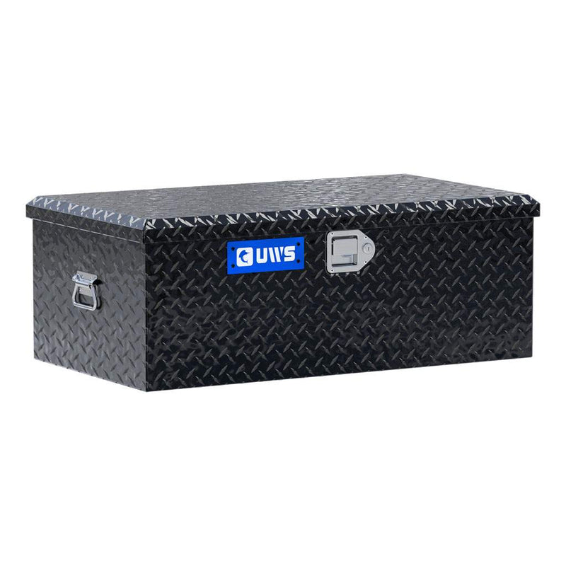 UWS EC20072 36" truck tool box in gloss black powder coat, front three-quarter studio view