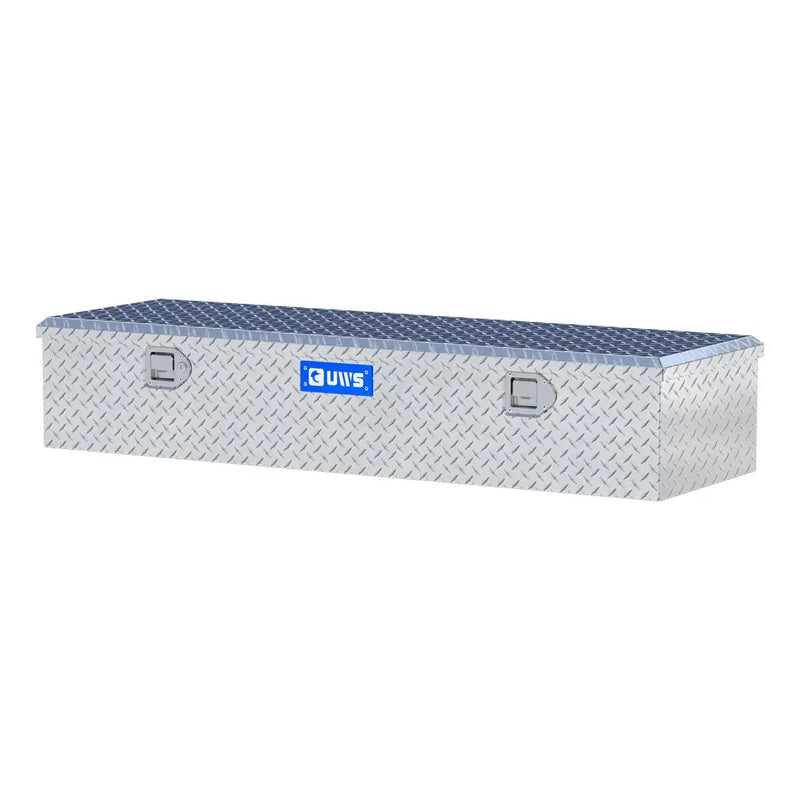 UWS EC20081 58" truck tool box in bright aluminum, rear elevation
