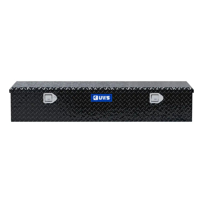 UWS EC20092 58" truck tool box in gloss black powder coat, straight-on front elevation