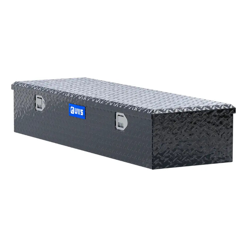 UWS EC20092 58" truck tool box in gloss black powder coat, top view showing the lid