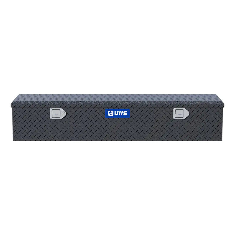 UWS EC20093 58" truck tool box in matte black powder coat, straight-on front elevation