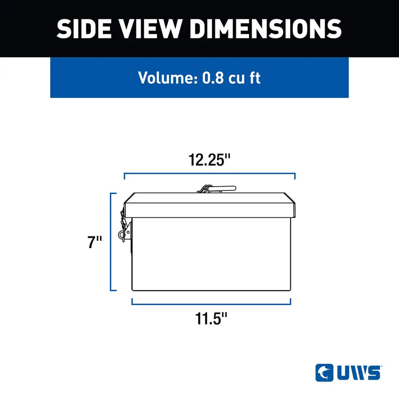 UWS Tote Box in Bright Aluminum, UWS side-view dimension drawing