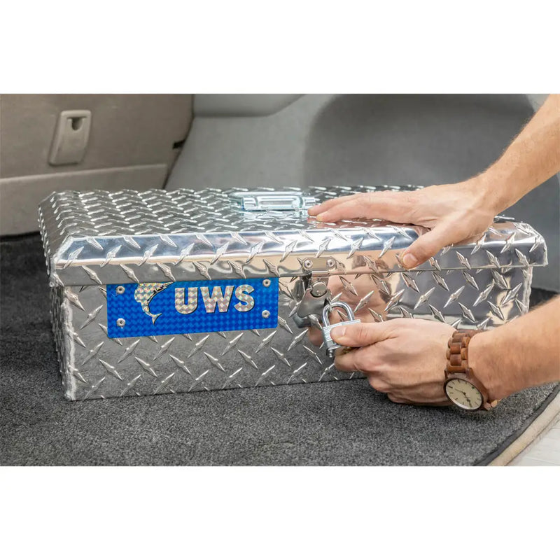 UWS Tote Box in Bright Aluminum, in-use photograph (view 2)