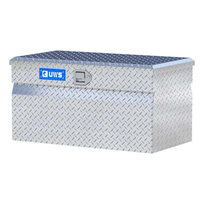 UWS 36" Utility Chest Box in Bright Aluminum, front three-quarter from the opposite side