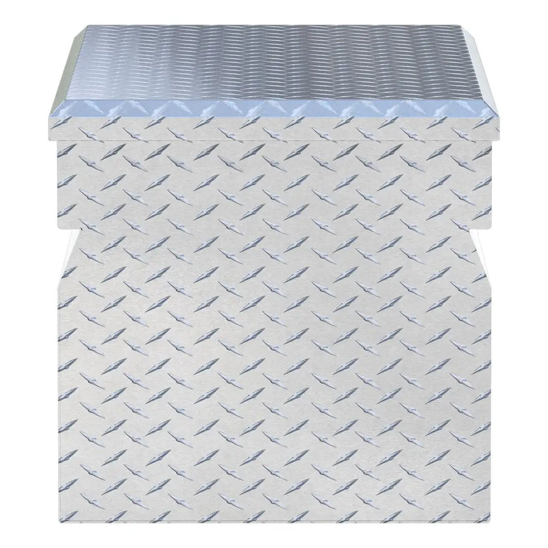 UWS 36" Utility Chest Box in Bright Aluminum, top-down three-quarter view of the closed lid