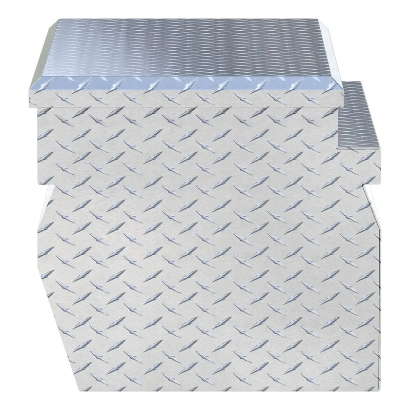 UWS 36" Utility Chest Box in Bright Aluminum, top-down three-quarter view of the closed lid