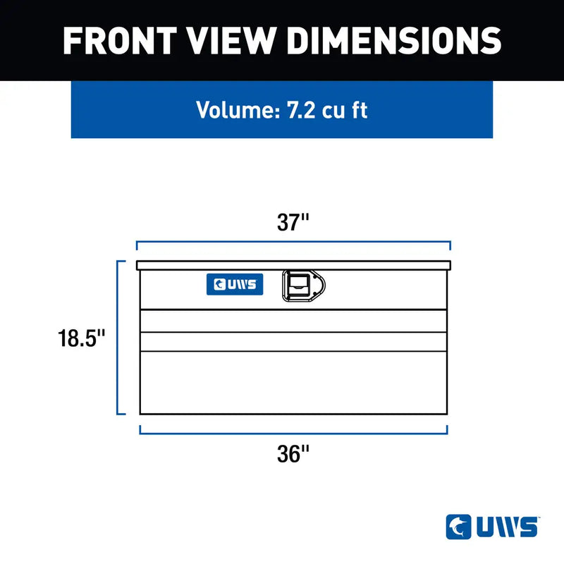 UWS 36" Utility Chest Box in Gloss Black, UWS front-view dimension drawing