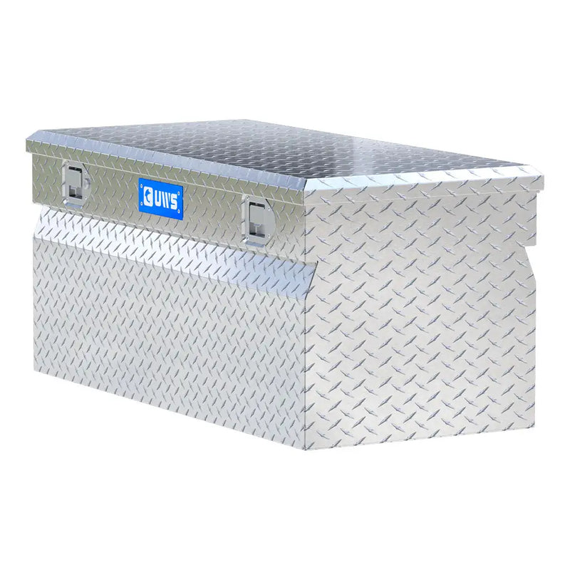 UWS 42" Utility Chest Box in Bright Aluminum, rear three-quarter view