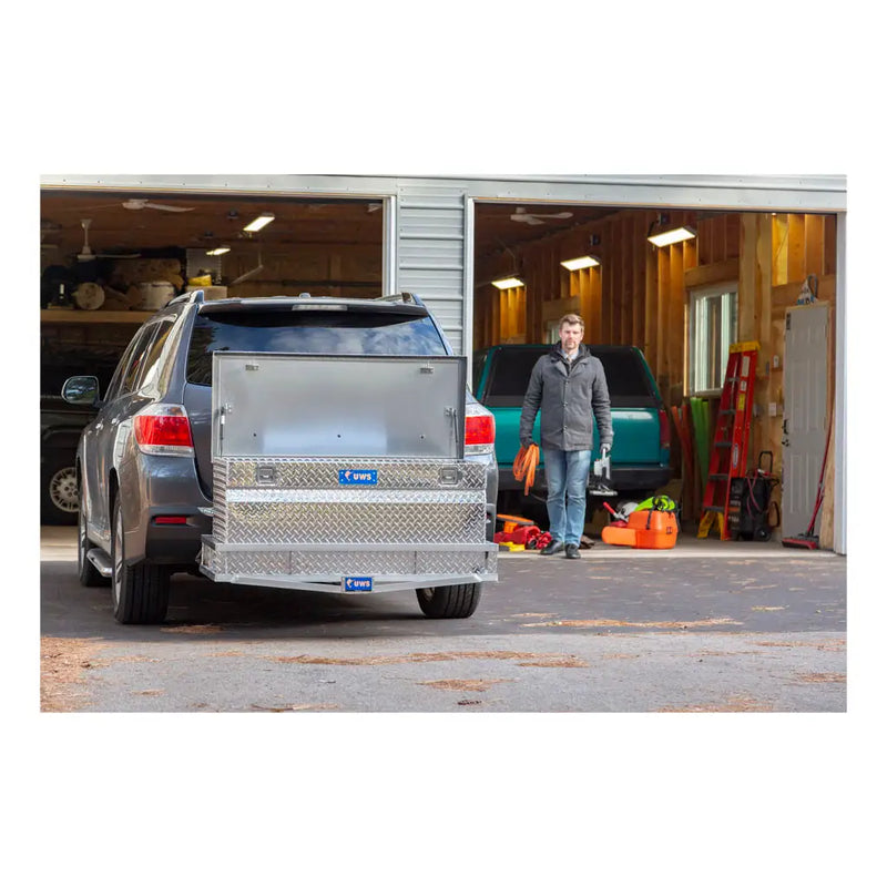UWS 48" Cargo Carrier Chest Box in Bright Aluminum, in-use photograph