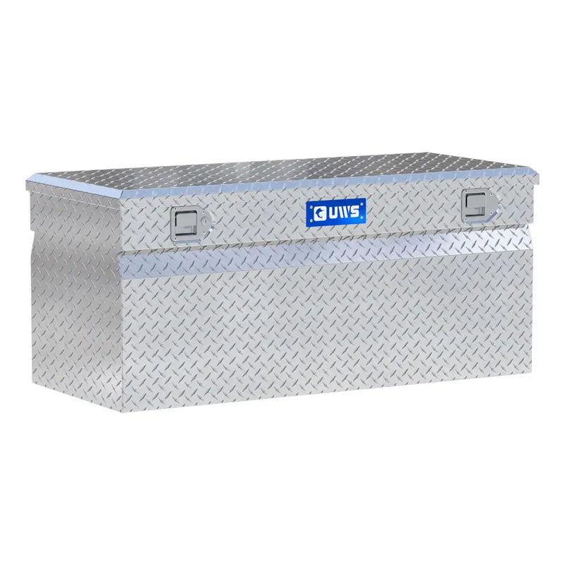 UWS 48" Cargo Carrier Chest Box in Bright Aluminum, front three-quarter studio view