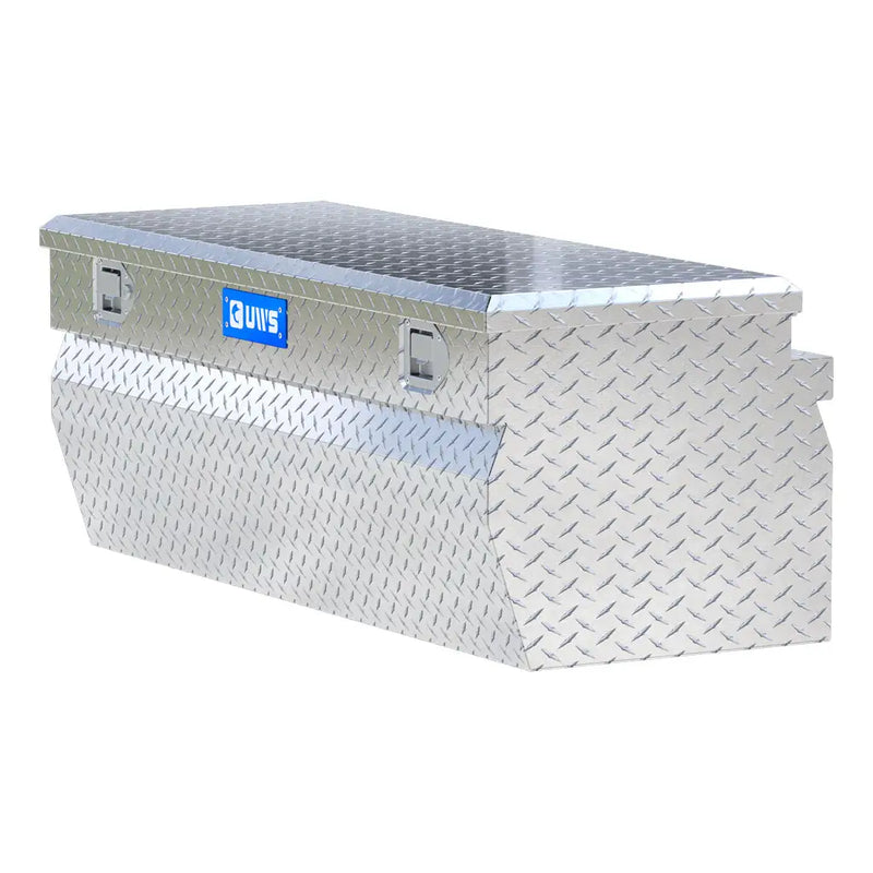 UWS 48" Utility Chest Box in Bright Aluminum, rear three-quarter view