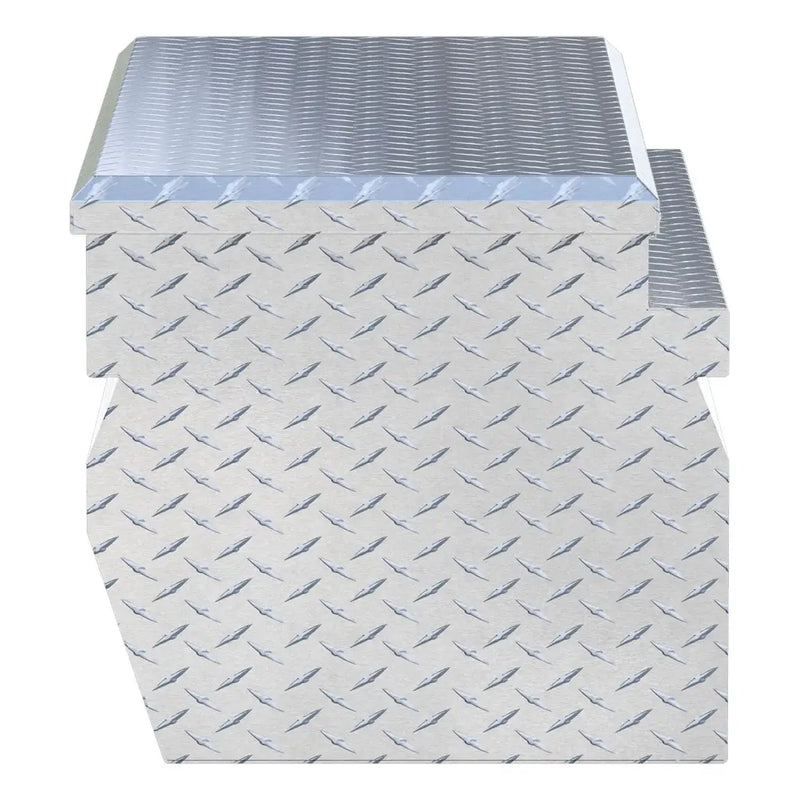UWS 48" Utility Chest Box in Bright Aluminum, top-down three-quarter view of the closed lid