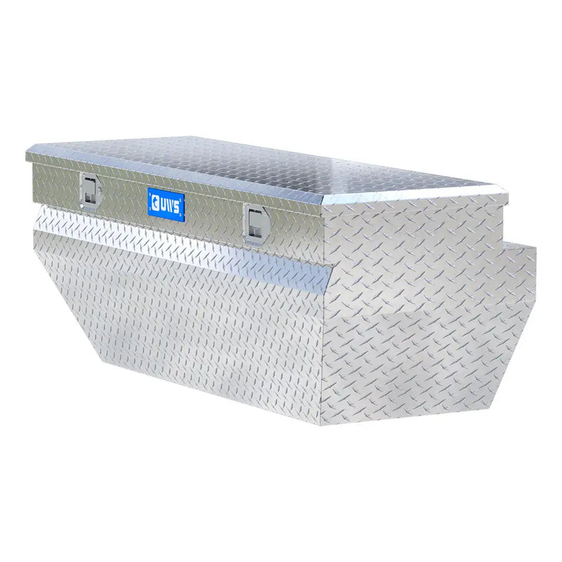 UWS 55" Utility Chest Box in Bright Aluminum, rear three-quarter view