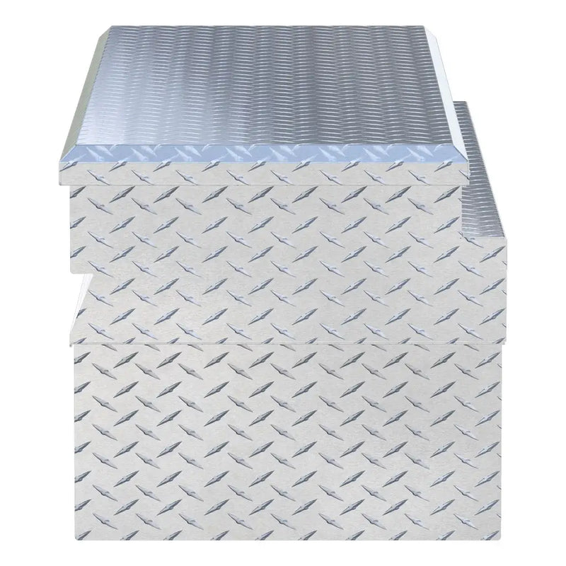 UWS 60" Utility Chest Box in Bright Aluminum, top-down three-quarter view of the closed lid