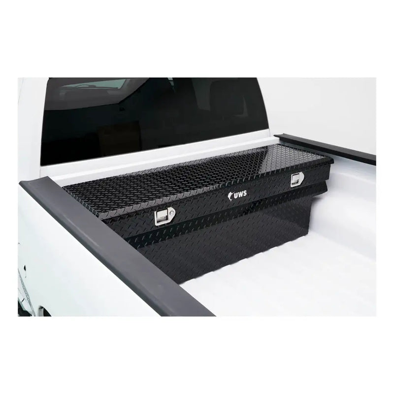 UWS 60" Utility Chest Box in Gloss Black, in-use photograph, fitted in a pickup bed