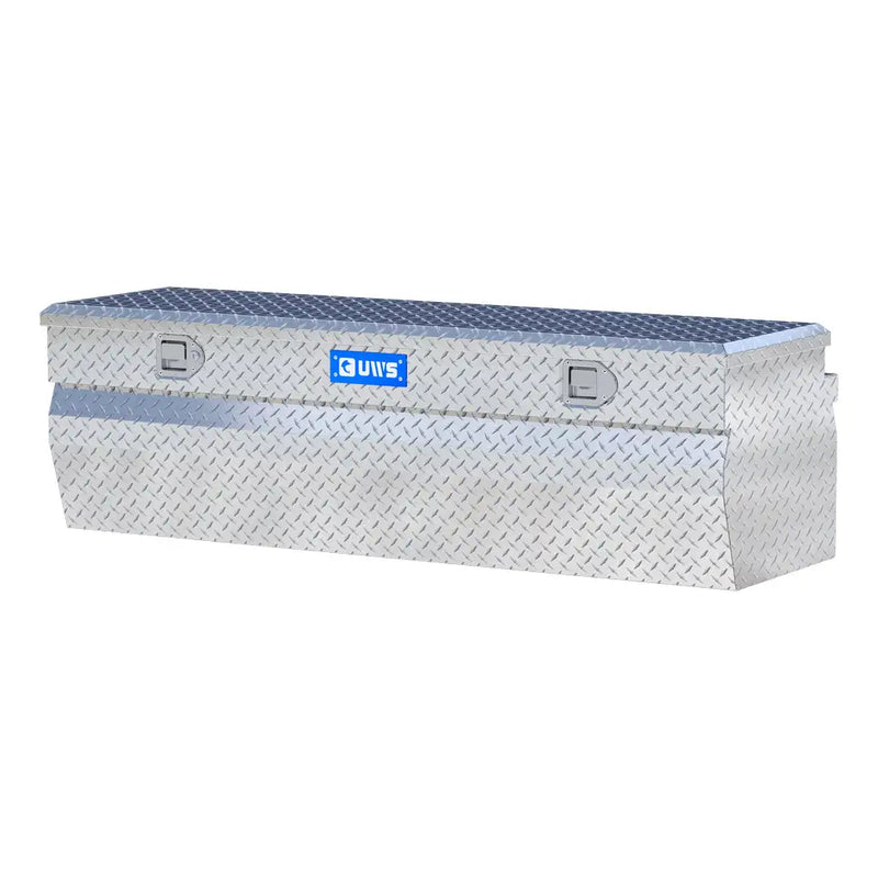 UWS 60" Utility Chest Box in Bright Aluminum, front three-quarter from the opposite side