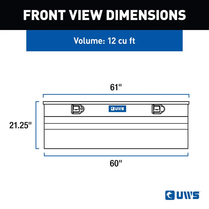 UWS 60" Utility Chest Box in Gloss Black, UWS front-view dimension drawing