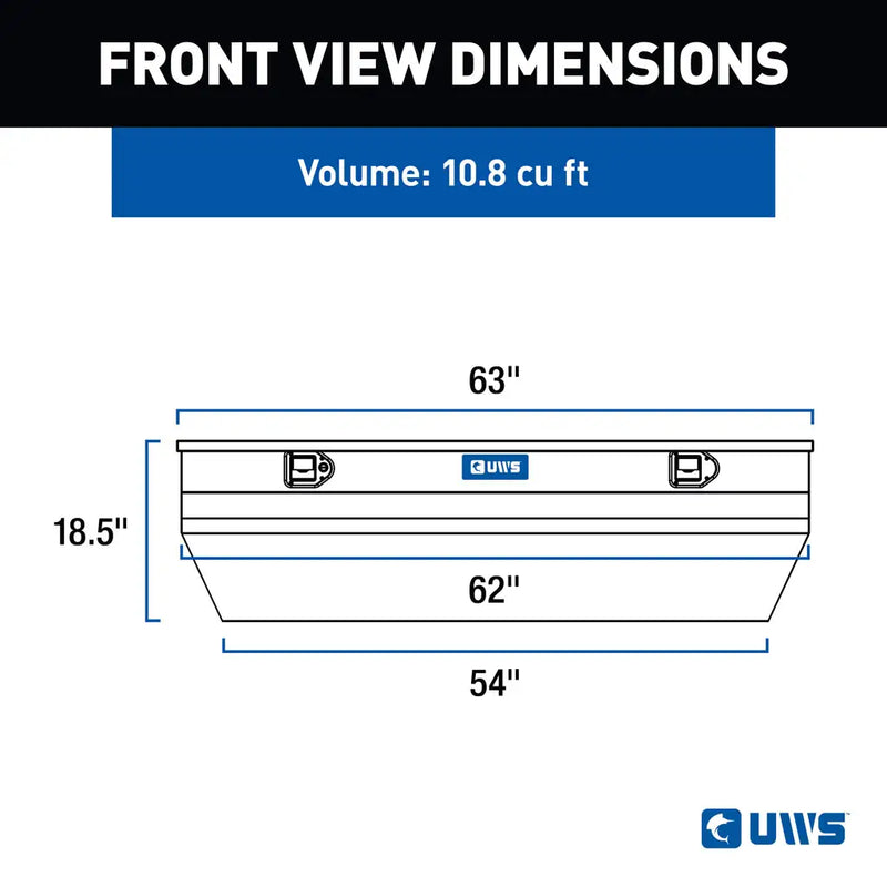 UWS 62" Utility Chest Box in Gloss Black, UWS front-view dimension drawing