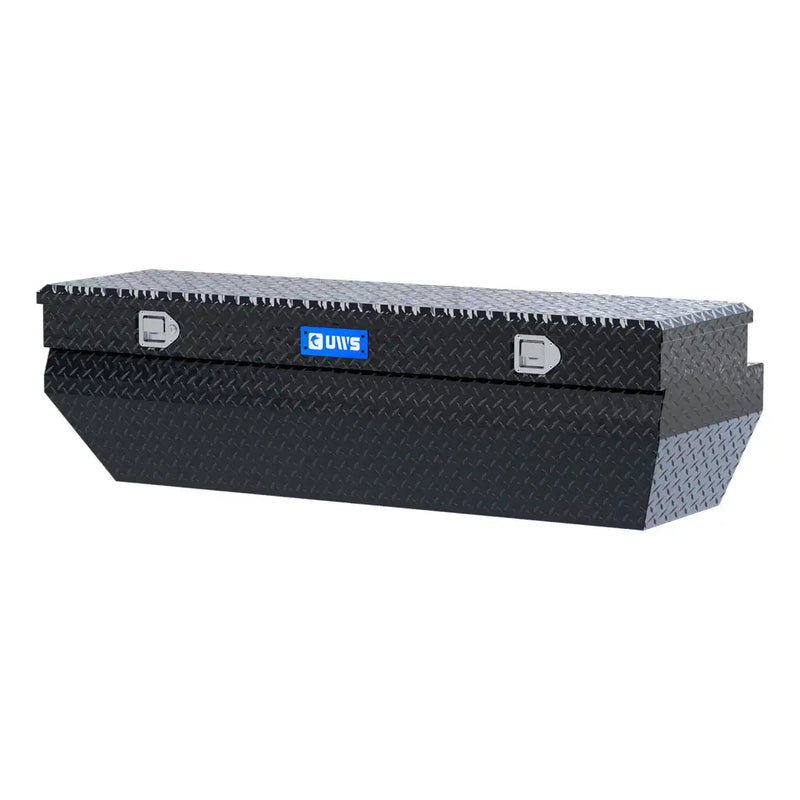UWS 62" Utility Chest Box in Gloss Black, front three-quarter from the opposite side