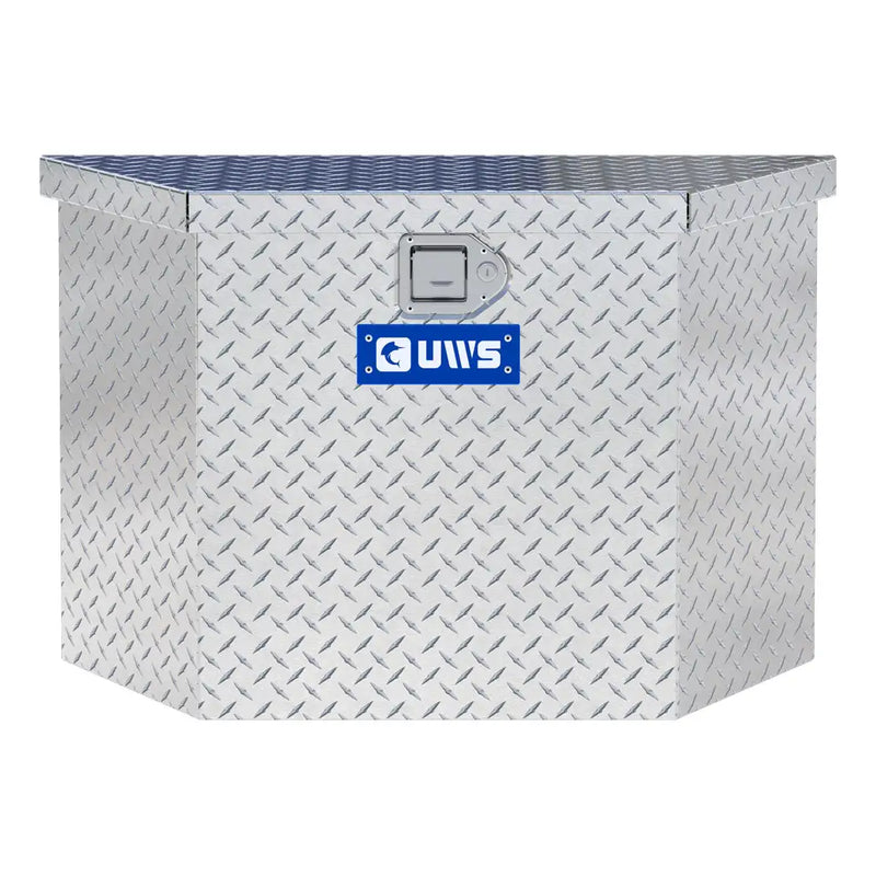 UWS 34" Trailer Tongue Box in Bright Aluminum, straight-on front elevation