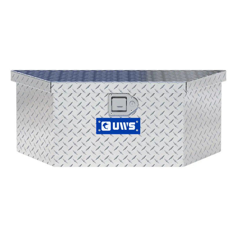 UWS 34" Trailer Tongue Box in Bright Aluminum, straight-on front elevation