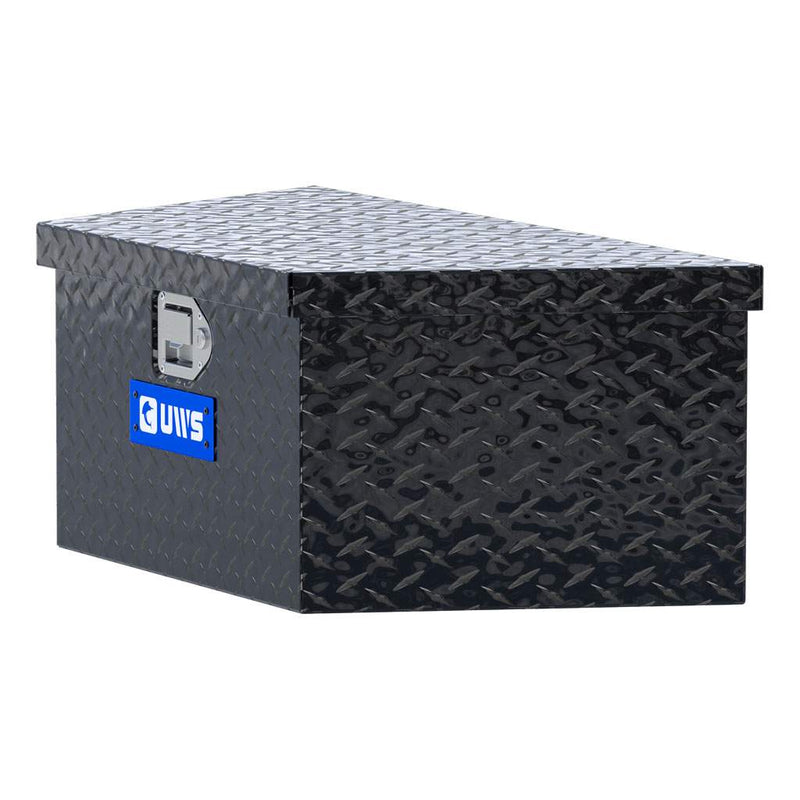 UWS 34" Trailer Tongue Box in Gloss Black, rear three-quarter view