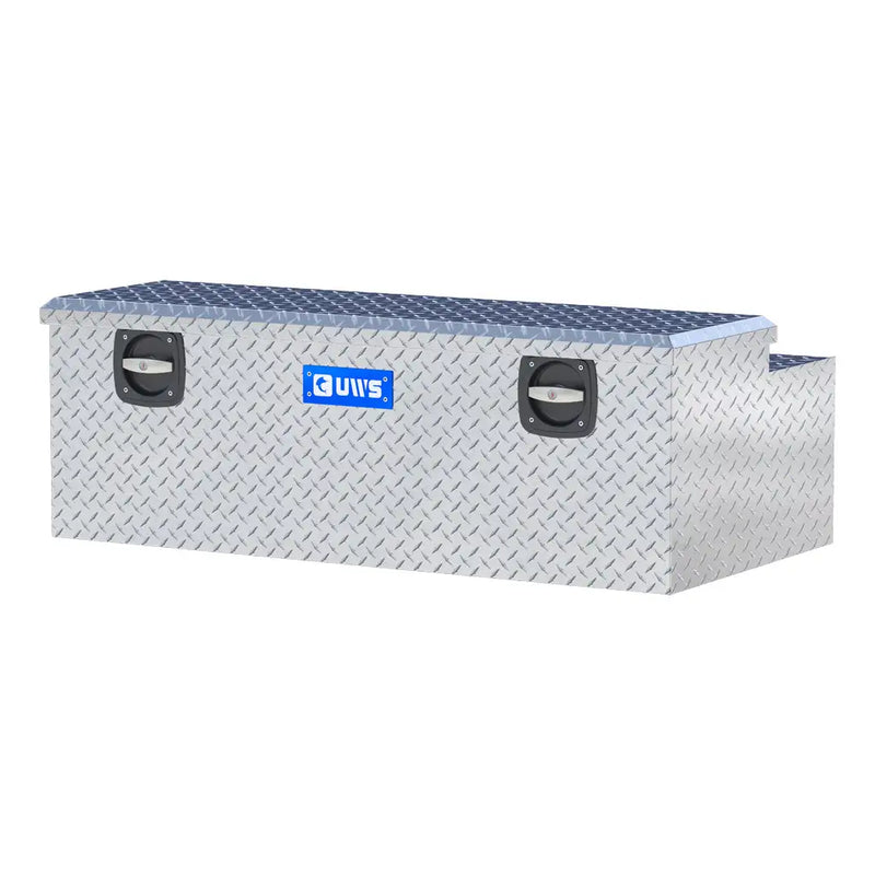 UWS 48" Under Tonneau Chest Box in Bright Aluminum, front three-quarter from the opposite side