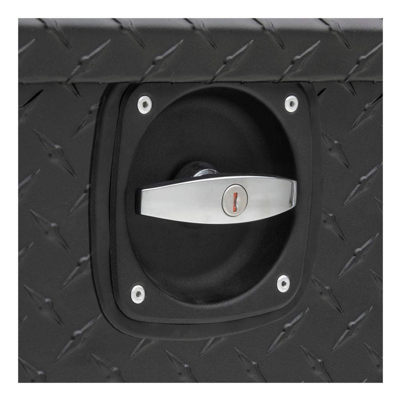UWS 48" Under Tonneau Chest Box in Matte Black, close-up of the Secure Lock twist handle