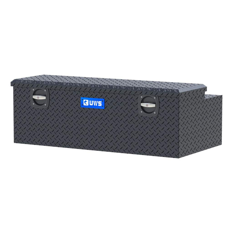 UWS 48" Under Tonneau Chest Box in Matte Black, front three-quarter from the opposite side