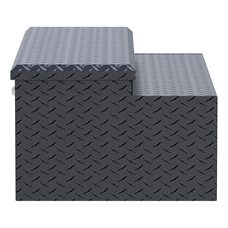 UWS 48" Under Tonneau Chest Box in Matte Black, top-down three-quarter view of the closed lid