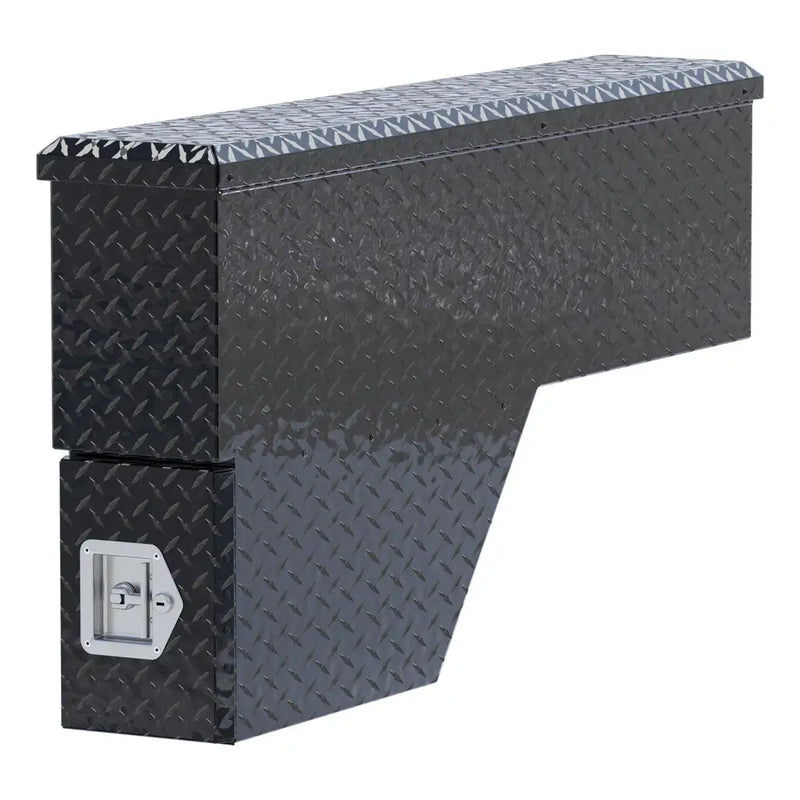 UWS 48" Wheel Well Tool Box in Gloss Black, front three-quarter from the opposite side