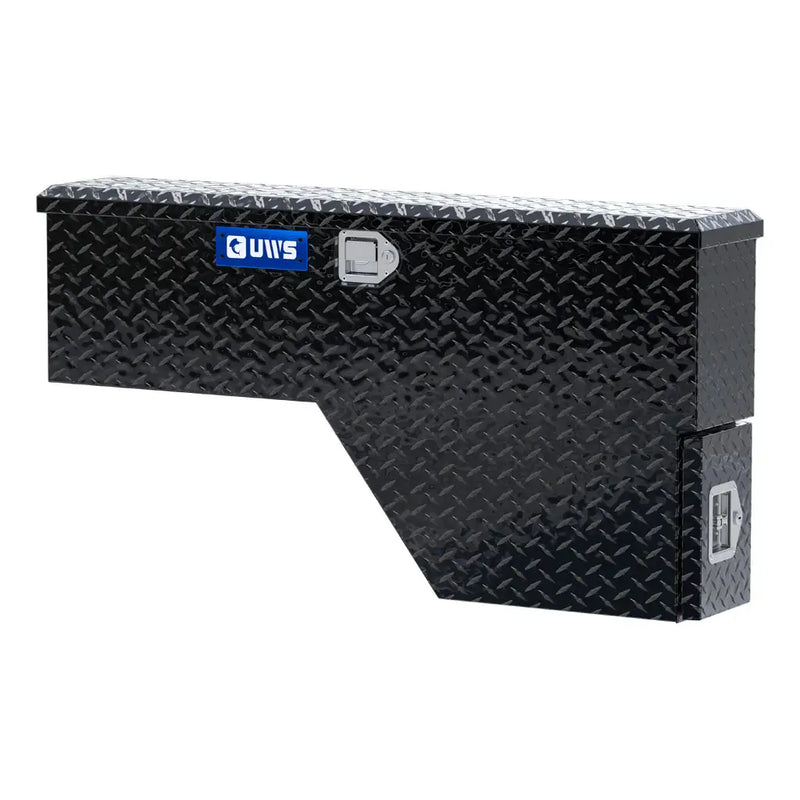 UWS 48" Wheel Well Tool Box in Gloss Black, rear three-quarter view