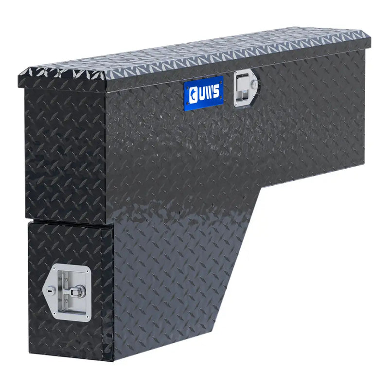 UWS 48" Wheel Well Tool Box in Gloss Black, front three-quarter studio view